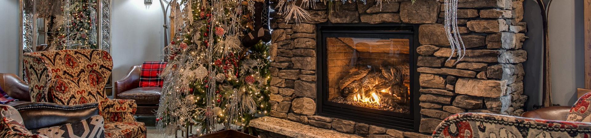 Fireplace with decorations